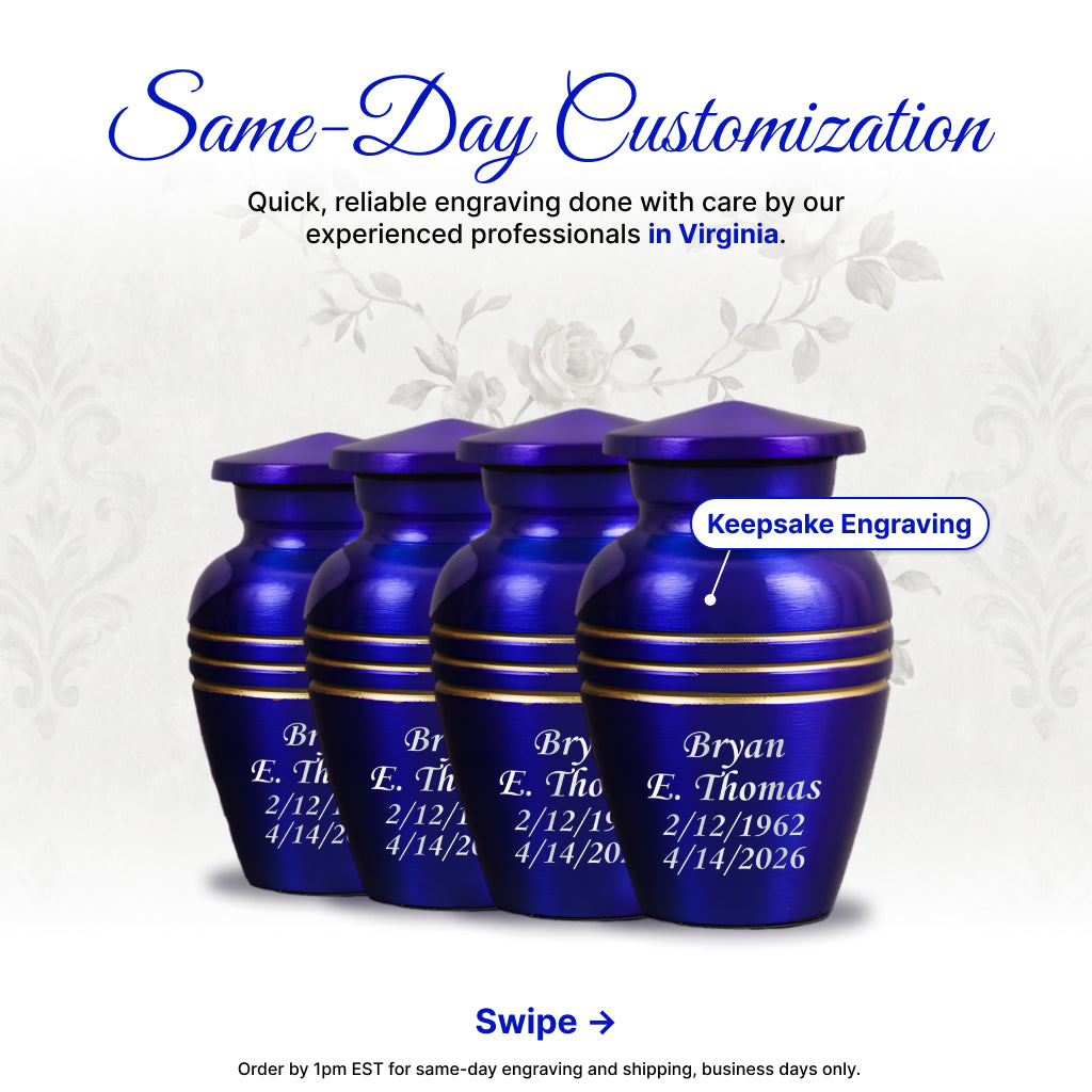 Royal Blue & Gold Accents Pewter Cremation Urn