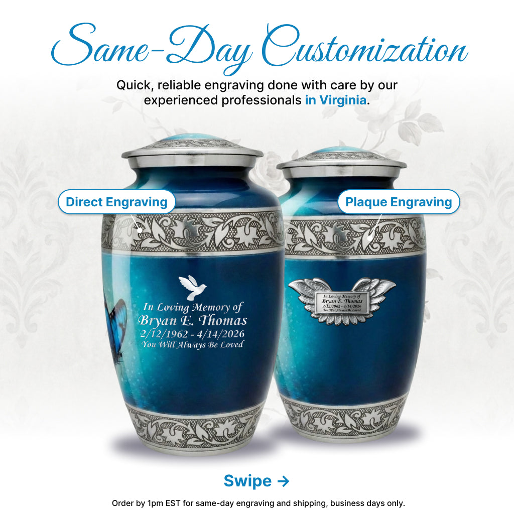 Butterfly Engraved Cremation Urn
