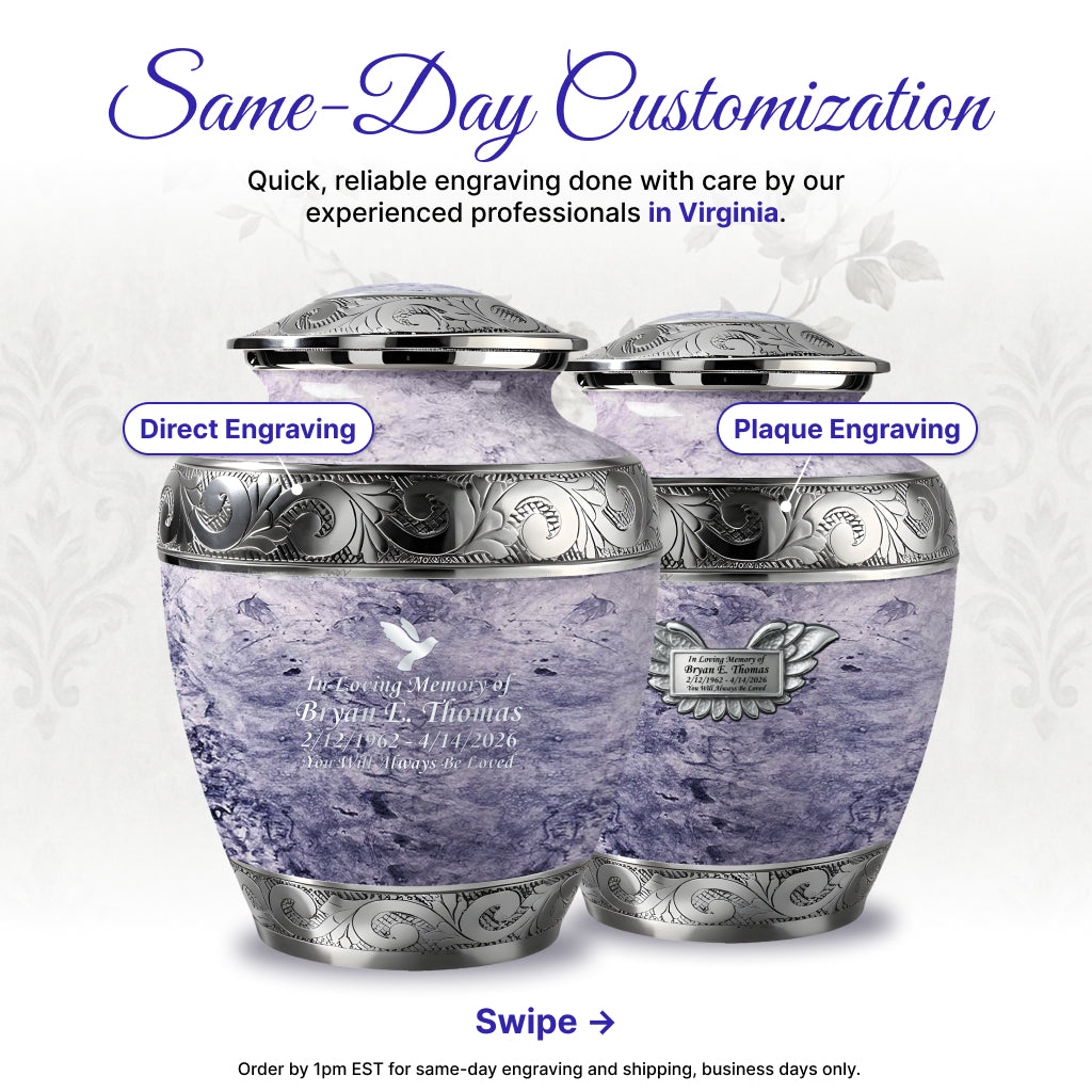 Pearl & Silver Hand-Engraved Urn