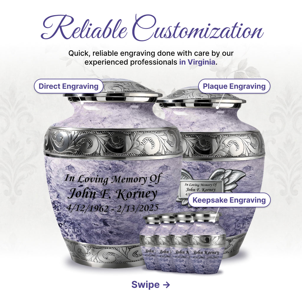 Pearl & Silver Hand-Engraved Urn