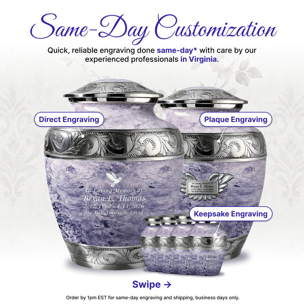 Pearl & Silver Hand-Engraved Urn