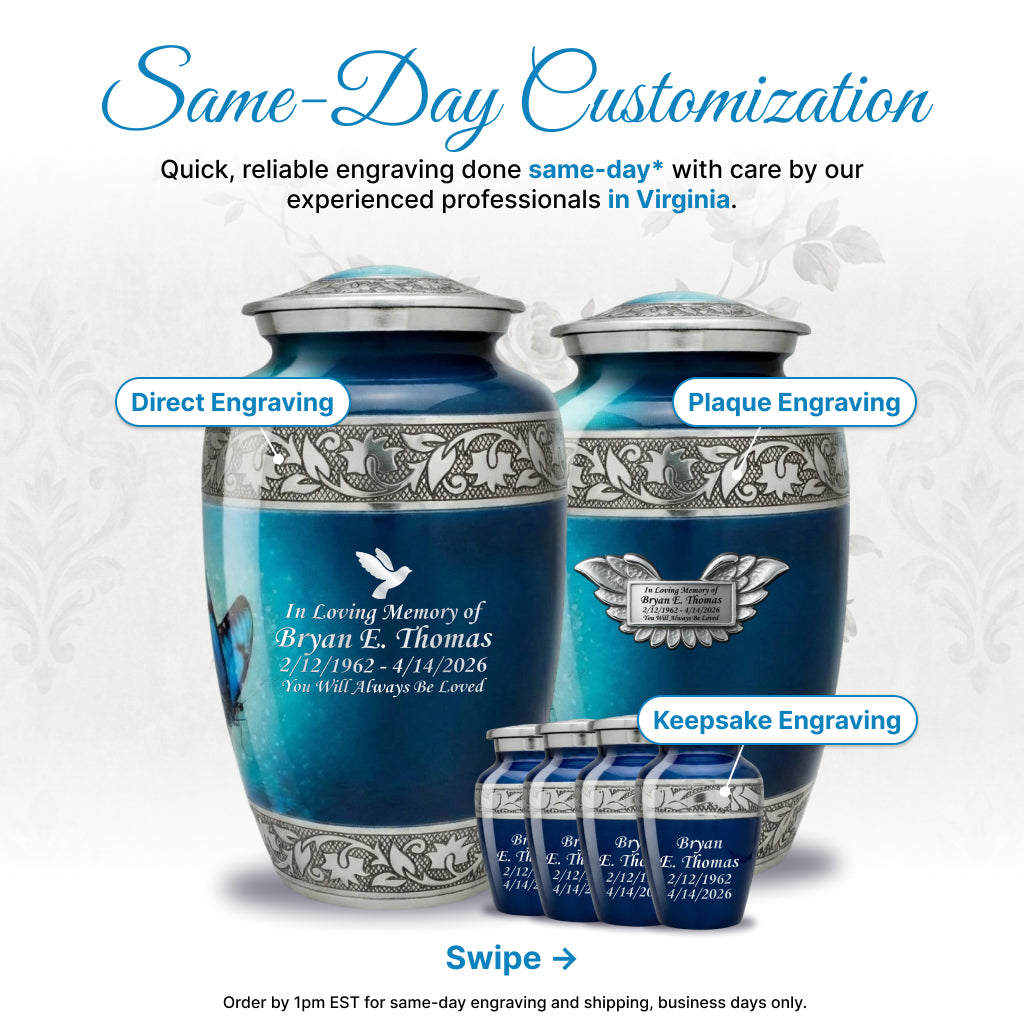 Butterfly Engraved Cremation Urn