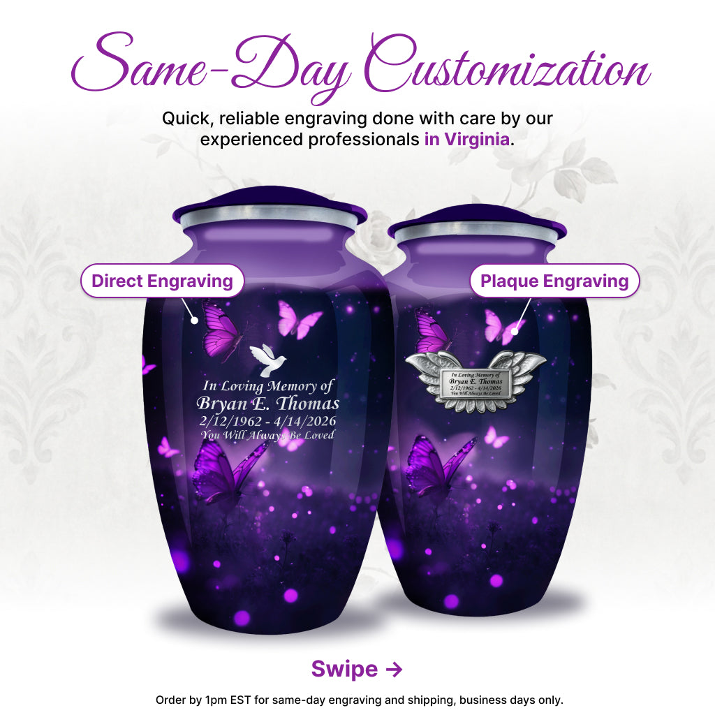 Butterfly Engraved Cremation Urn
