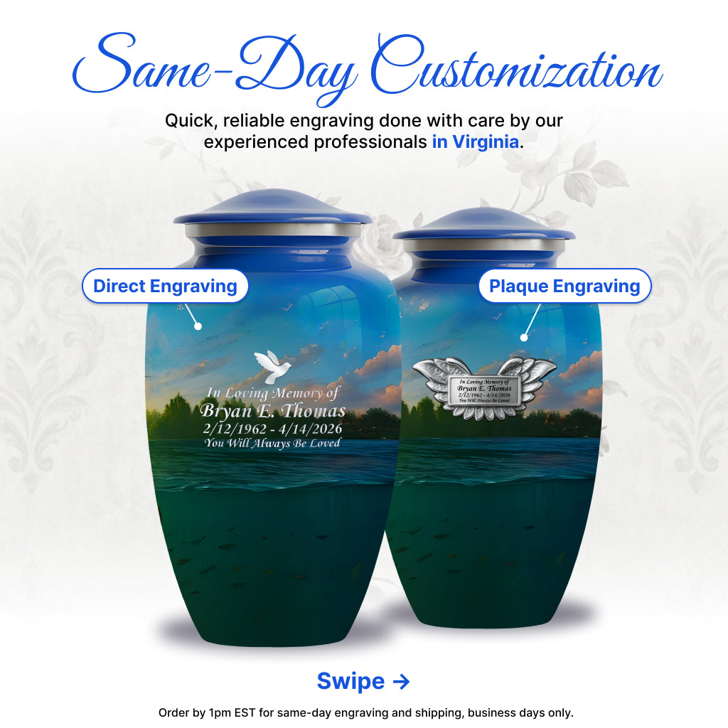 Fishing Image Urn