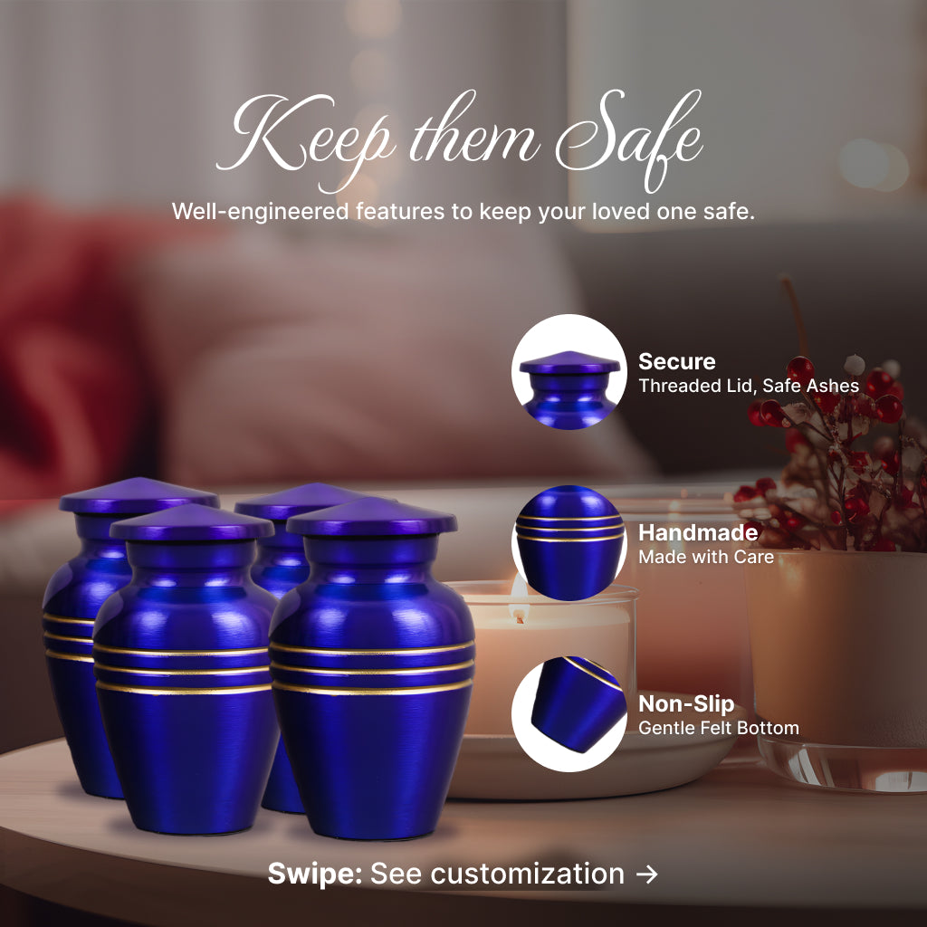 Royal Blue & Gold Accents Pewter Cremation Urn