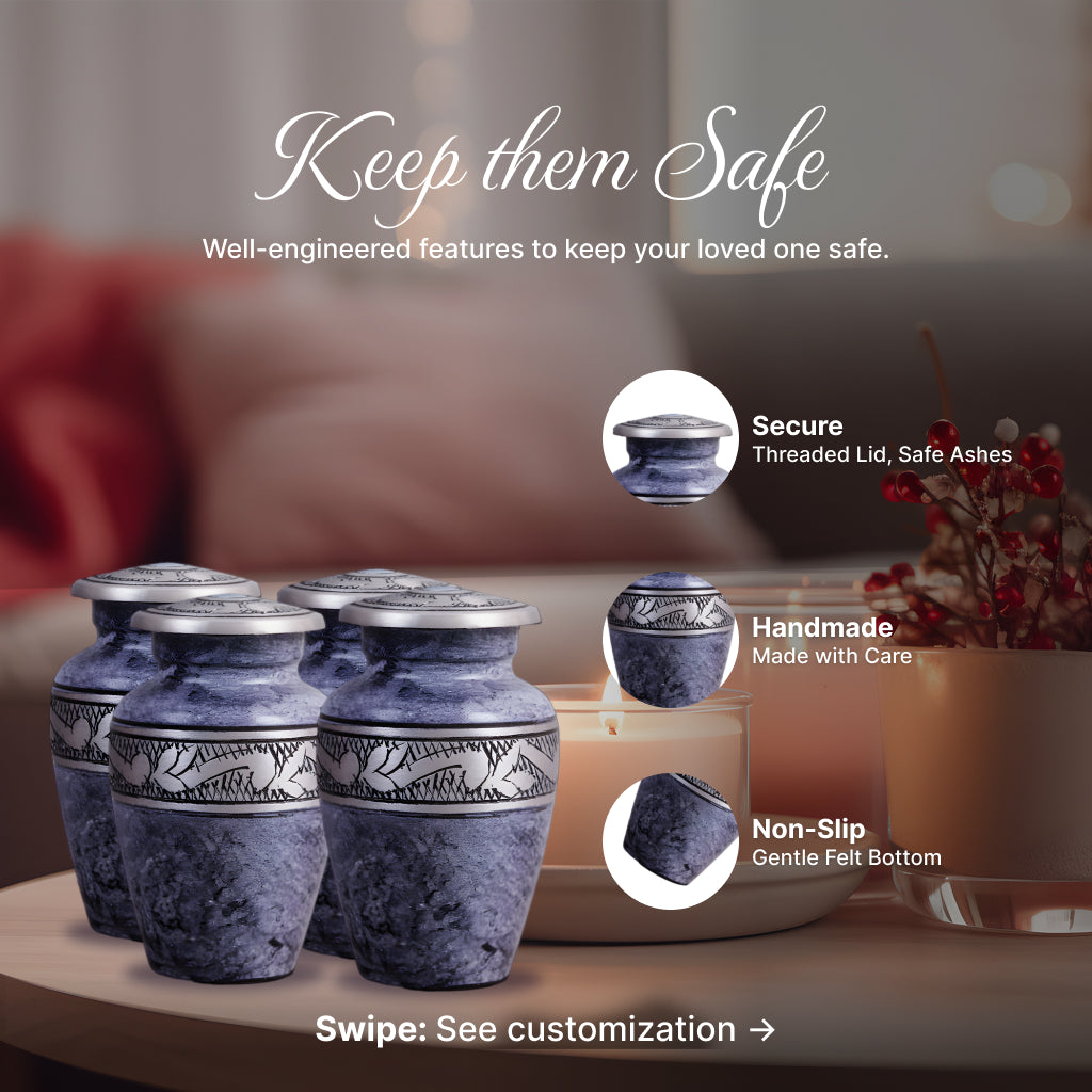 Pearl & Silver Hand-Engraved Urn