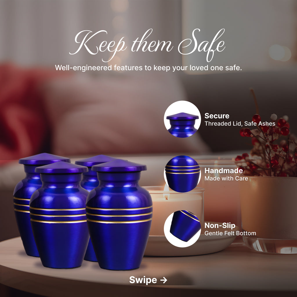 Royal Blue & Gold Accents Pewter Cremation Urn