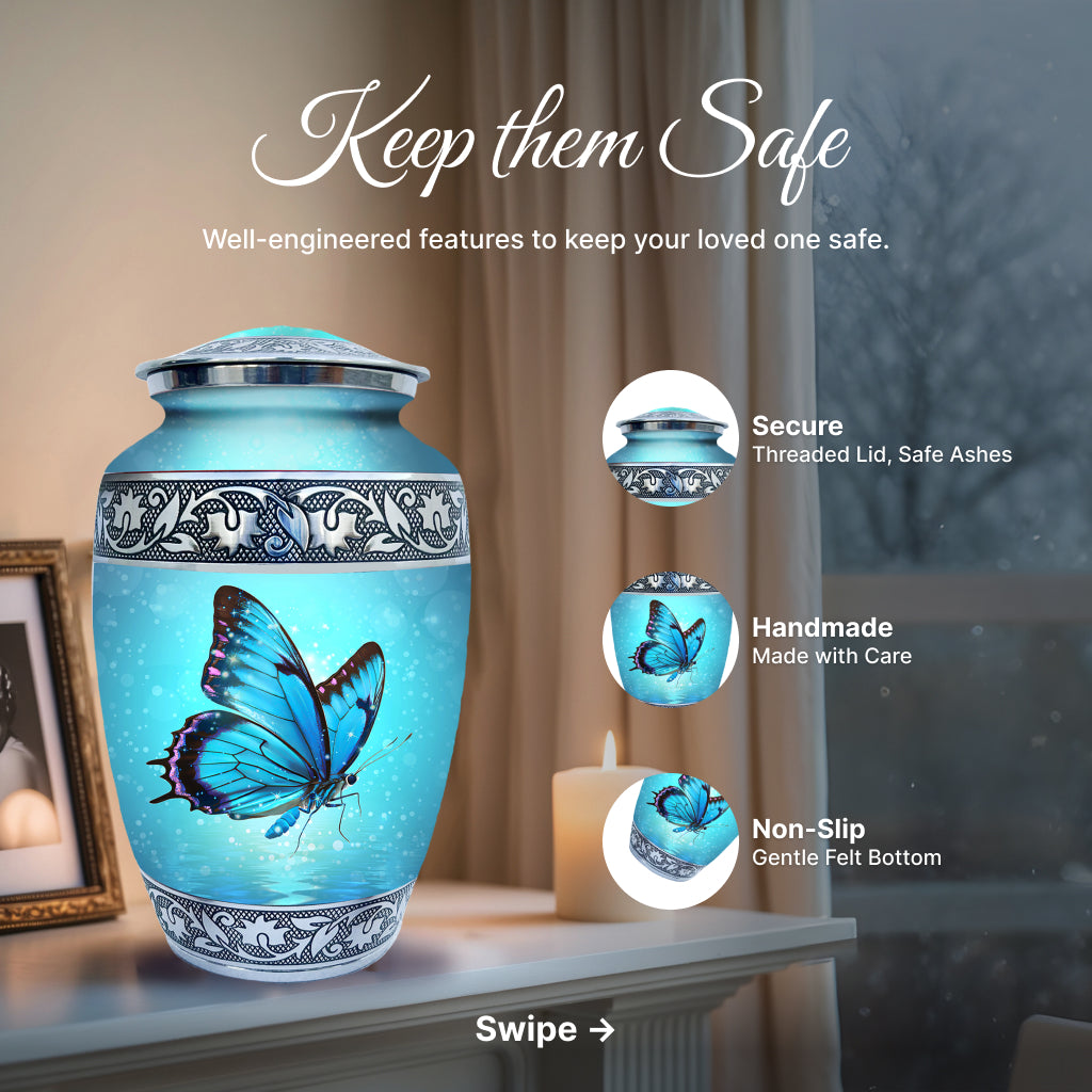 Butterfly Engraved Cremation Urn