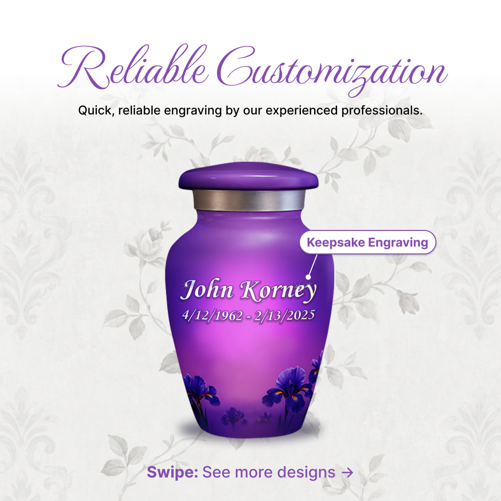 Purple Hummingbird Image Cremation Urn