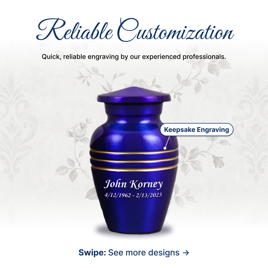 Royal Blue & Gold Accents Pewter Cremation Urn