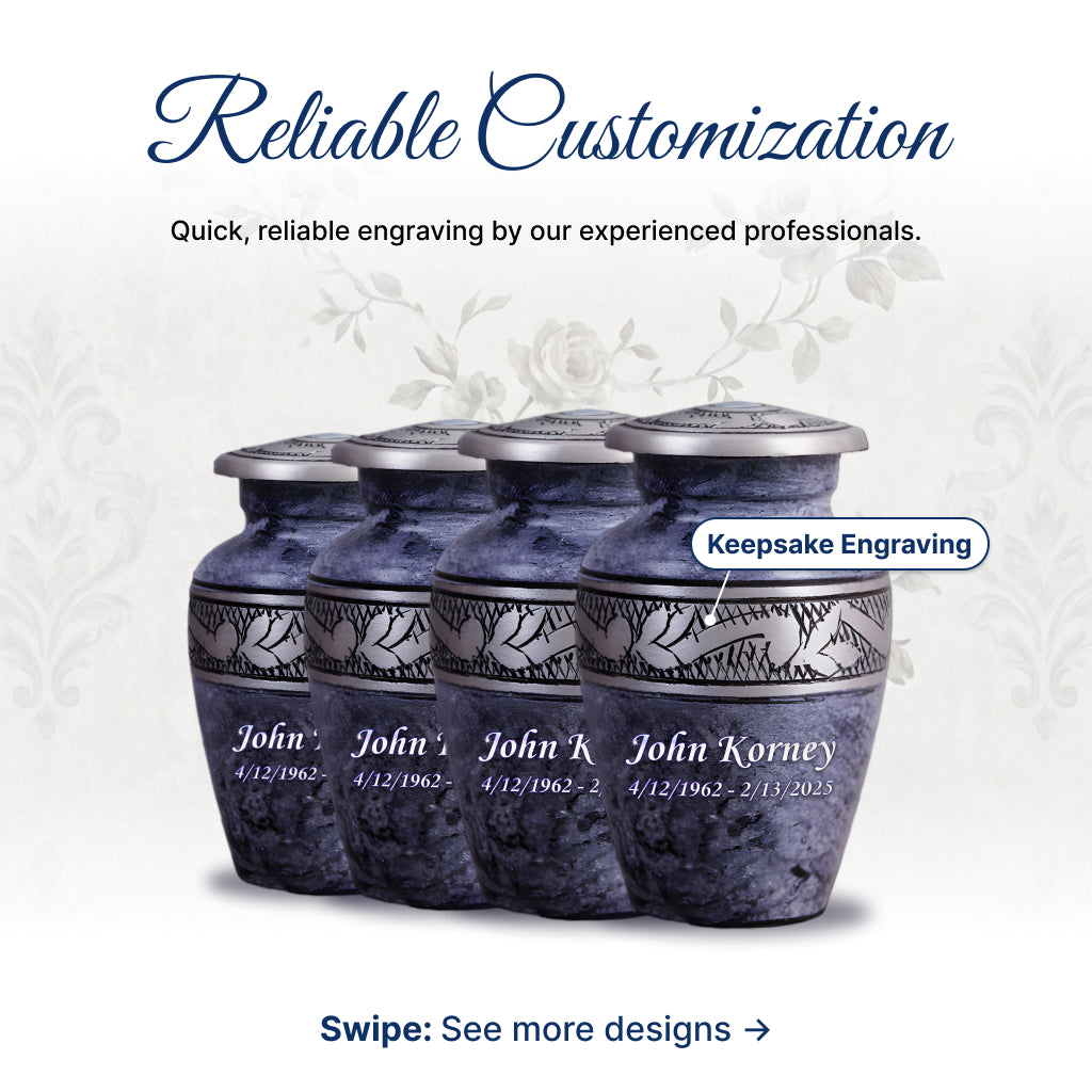 Pearl & Silver Hand-Engraved Urn