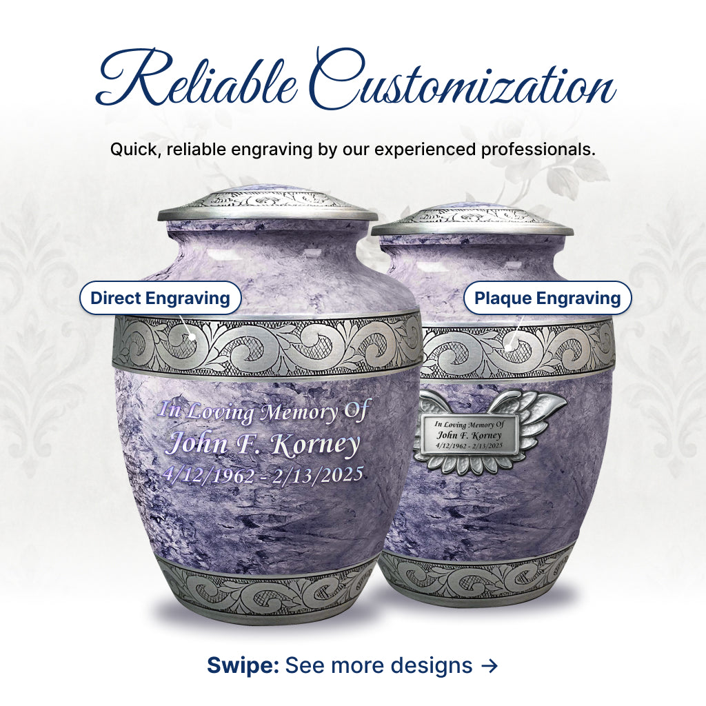 Pearl & Silver Hand-Engraved Urn