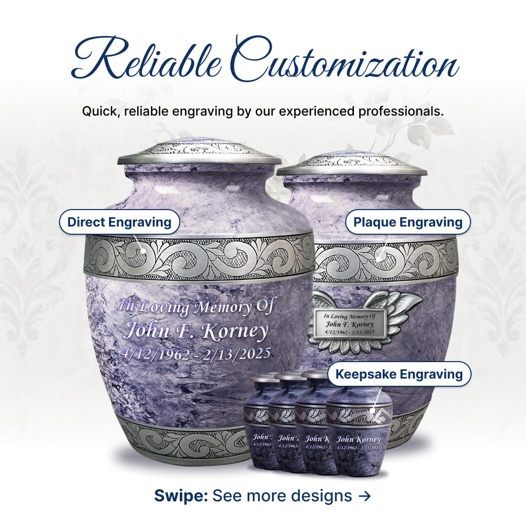 Pearl & Silver Hand-Engraved Urn