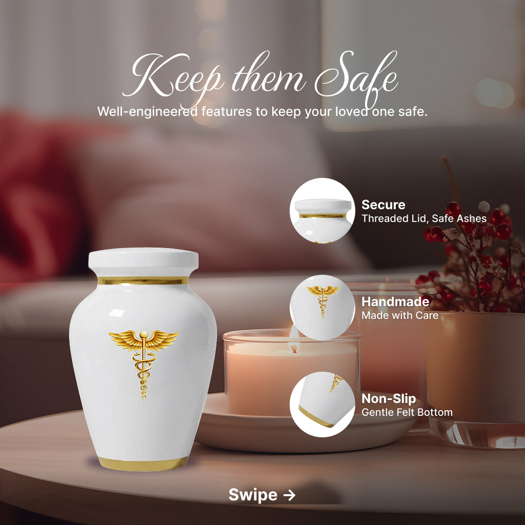 Medical Professional Memorial Urn (Caduceus Design)
