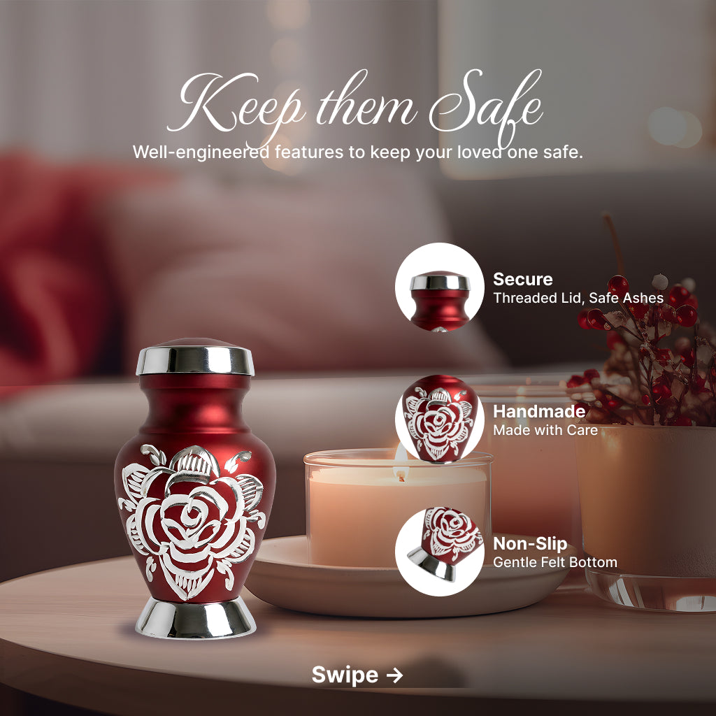 Rose & Silver Image Urn