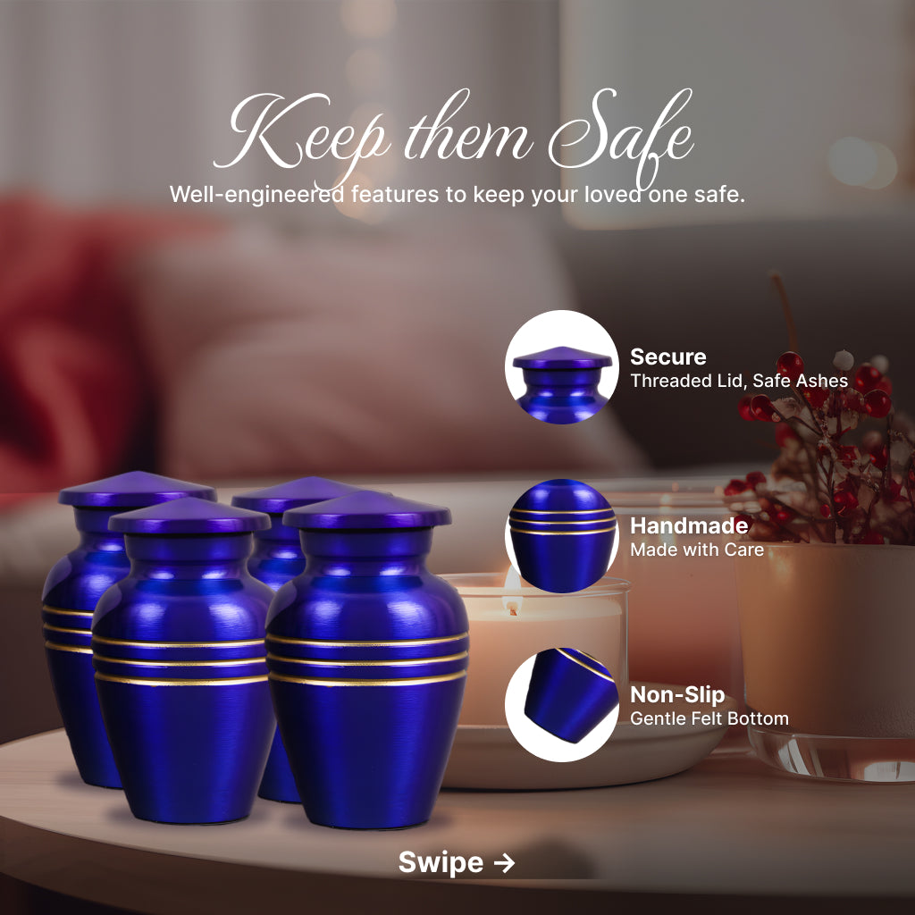 Royal Blue & Gold Accents Pewter Cremation Urn