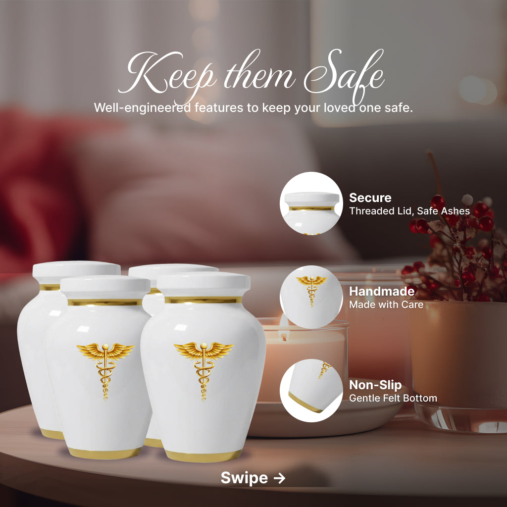 Medical Professional Memorial Urn (Caduceus Design)