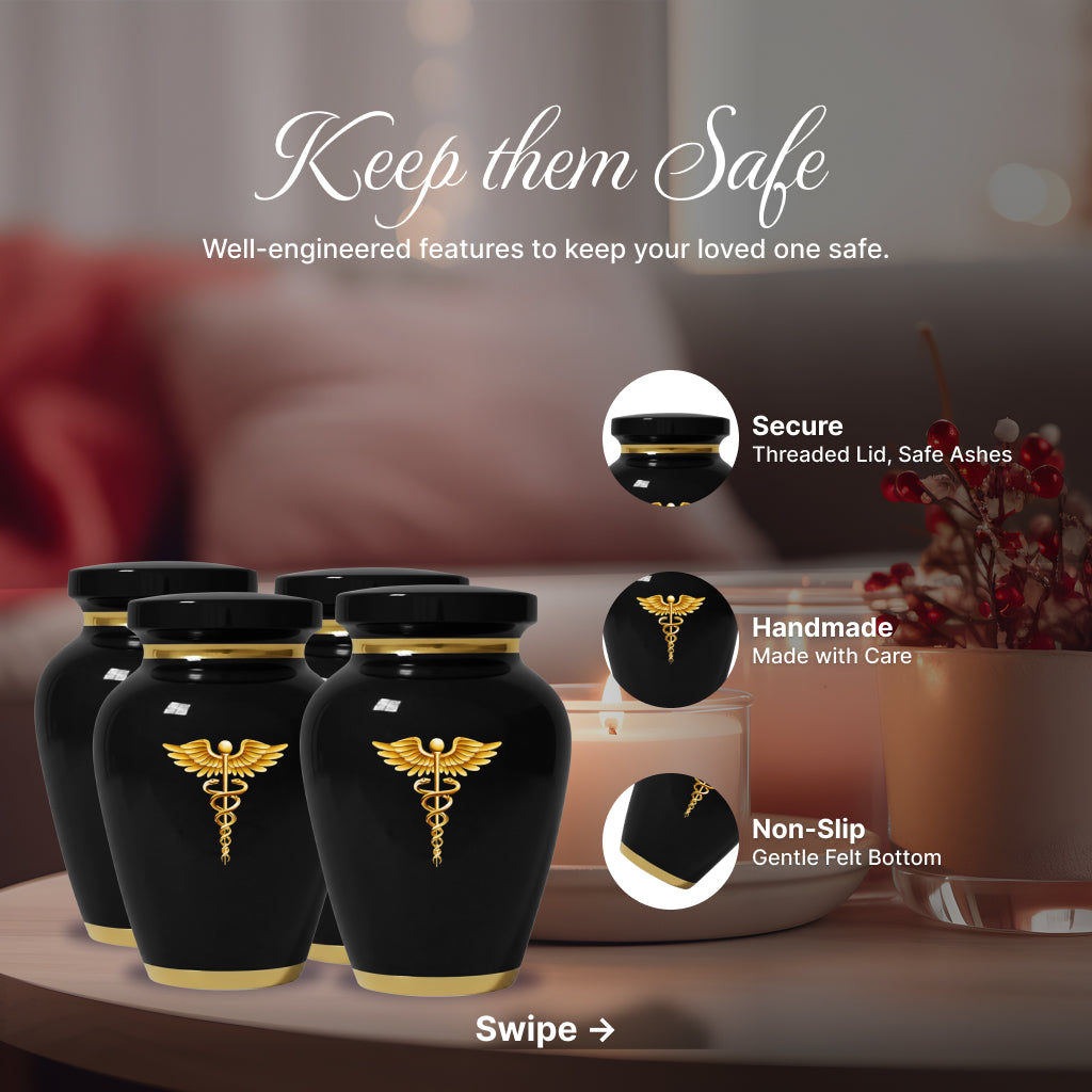 Medical Professional Memorial Urn (Caduceus Design)