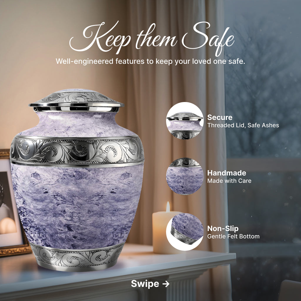 Pearl & Silver Hand-Engraved Urn