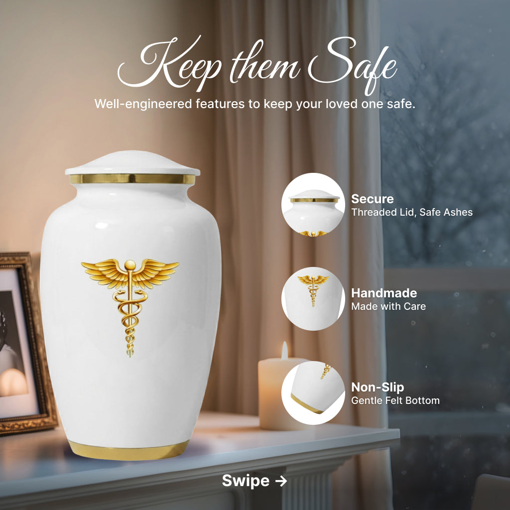 Medical Professional Memorial Urn (Caduceus Design)