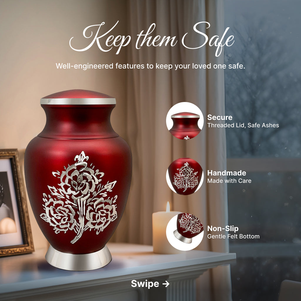 Rose & Silver Image Urn