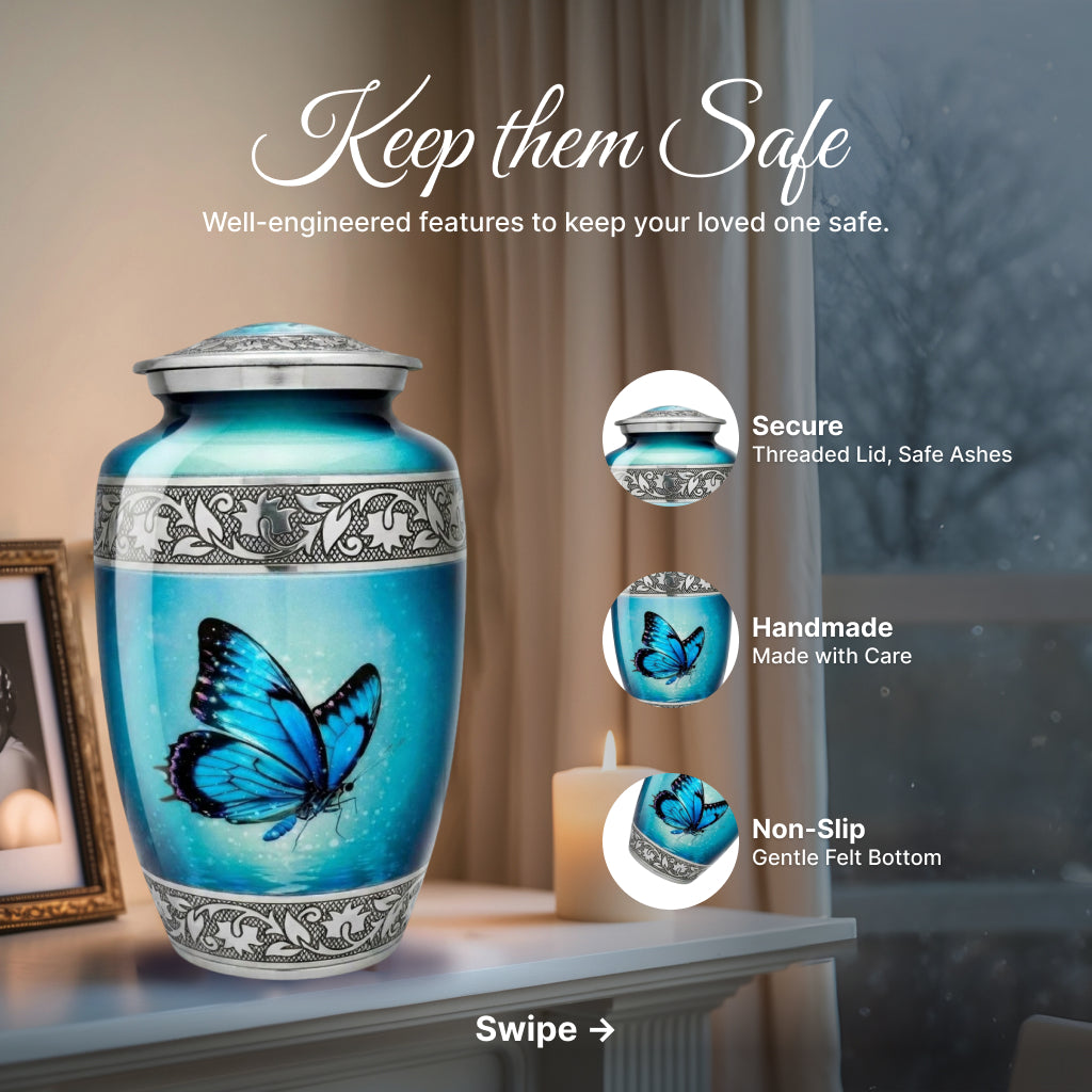Butterfly Engraved Cremation Urn