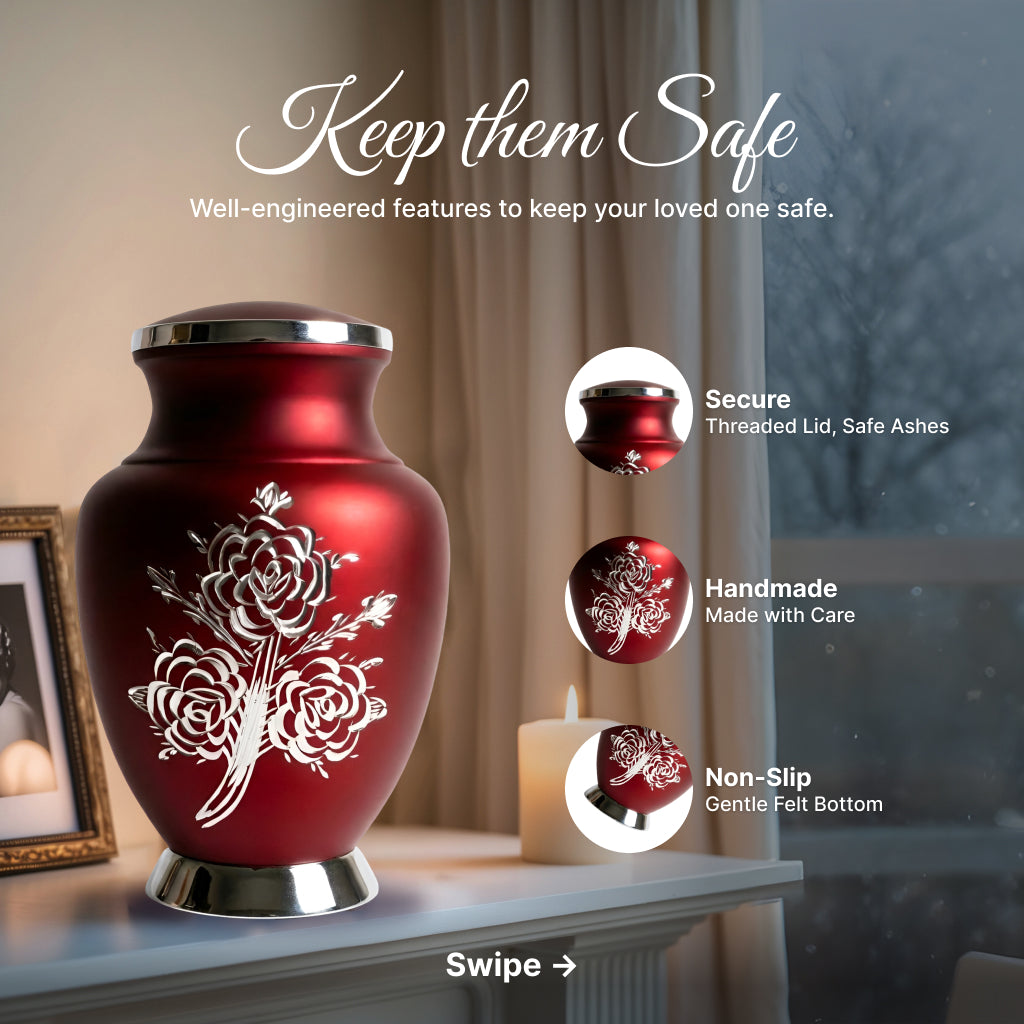 Rose & Silver Image Urn