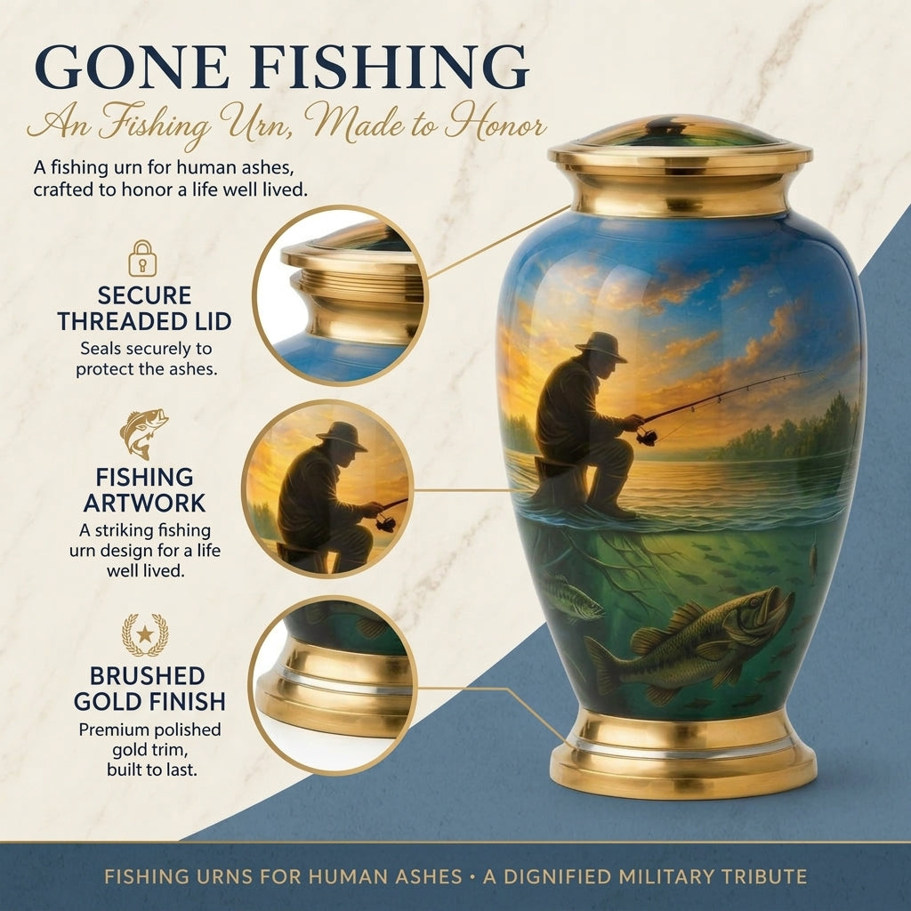 Fishing Image Urn