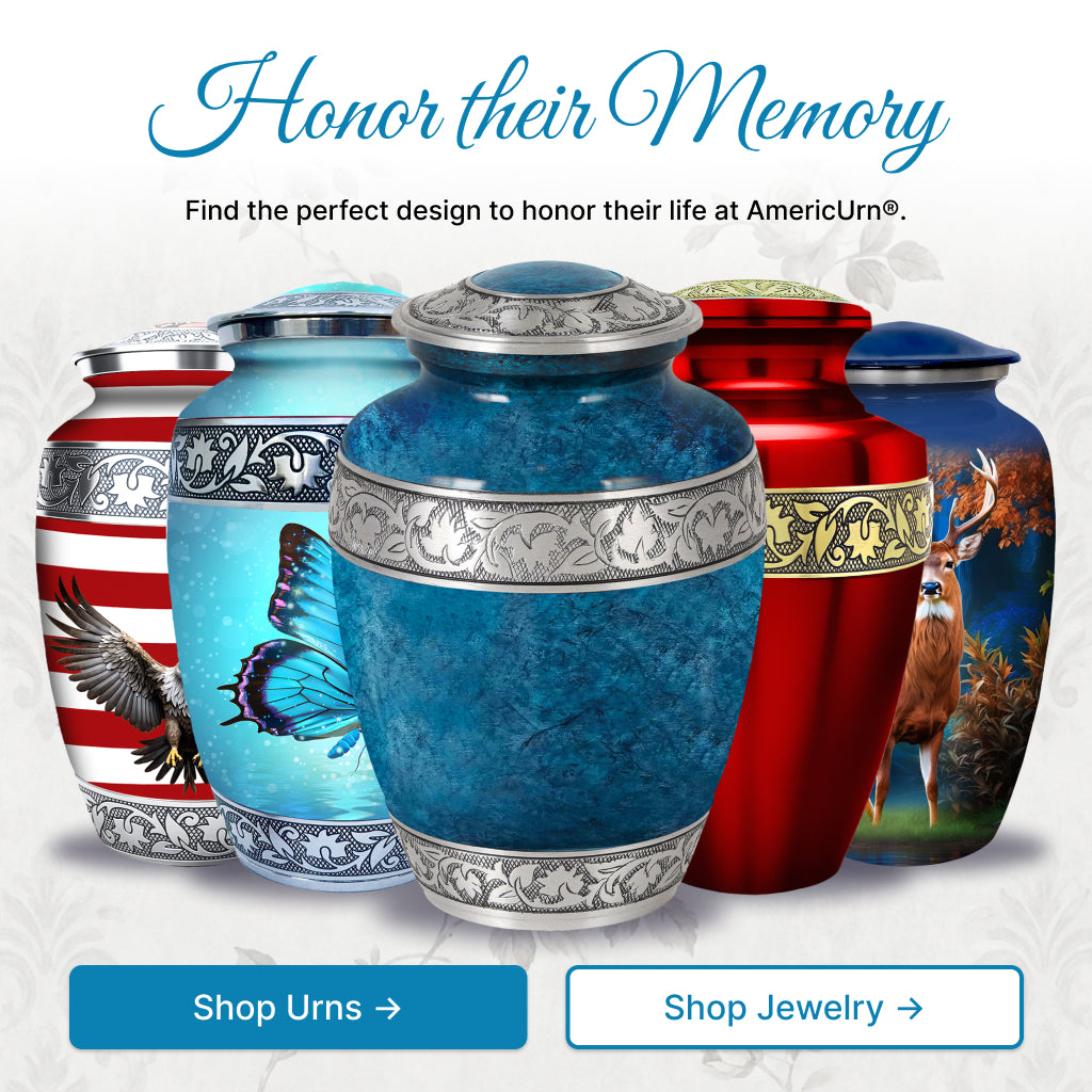 Blue Teal Marble & Silver Hand-Engraved Cremation Urn