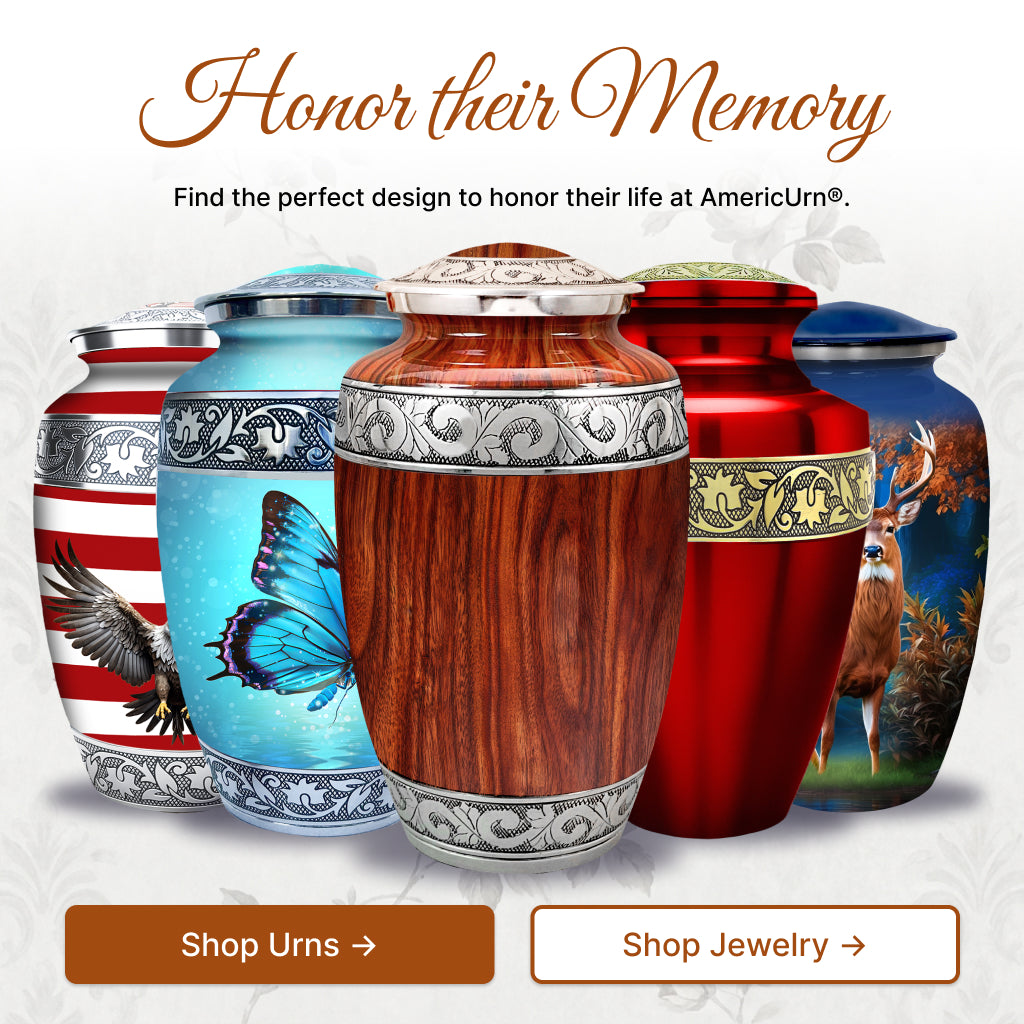 Printed Wood & Silver Hand-Engraved Cremation Urn