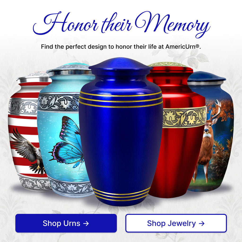 Royal Blue & Gold Accents Pewter Cremation Urn