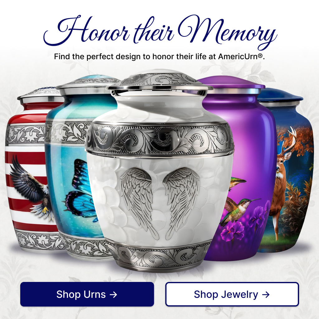 White Patch & Silver Hand-Engraved Cremation Urn