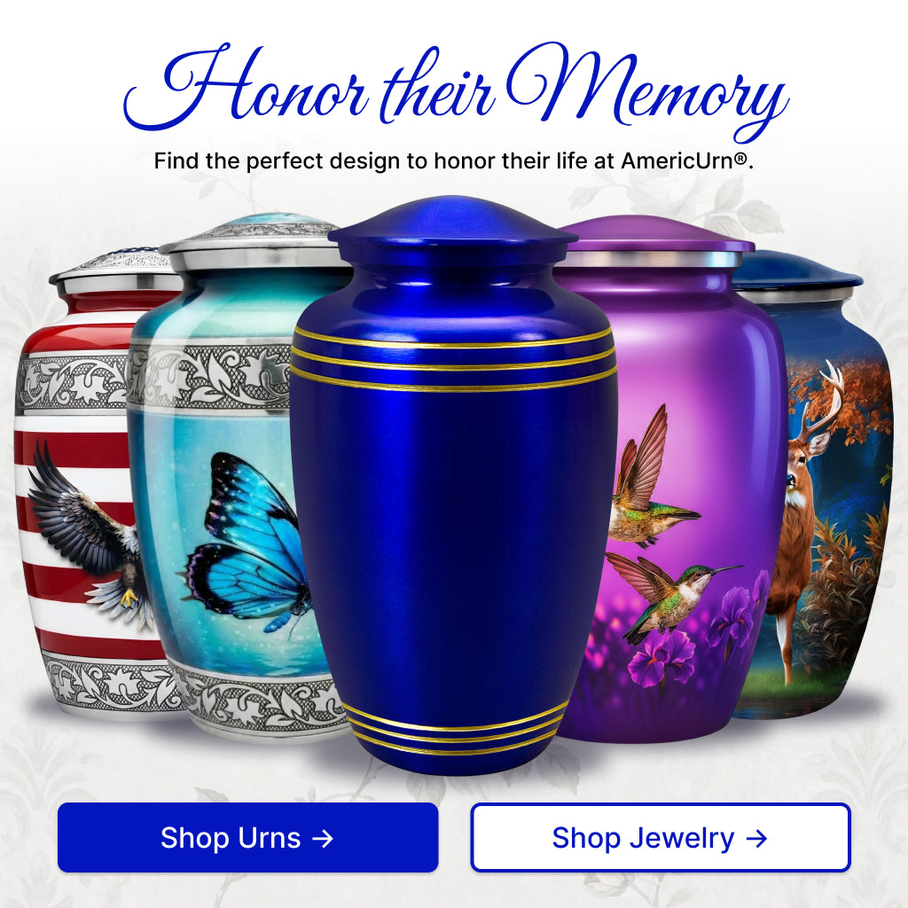 Royal Blue & Gold Accents Pewter Cremation Urn