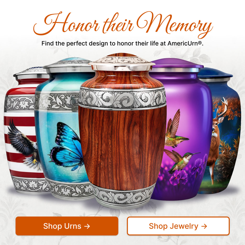 Printed Wood & Silver Hand-Engraved Cremation Urn