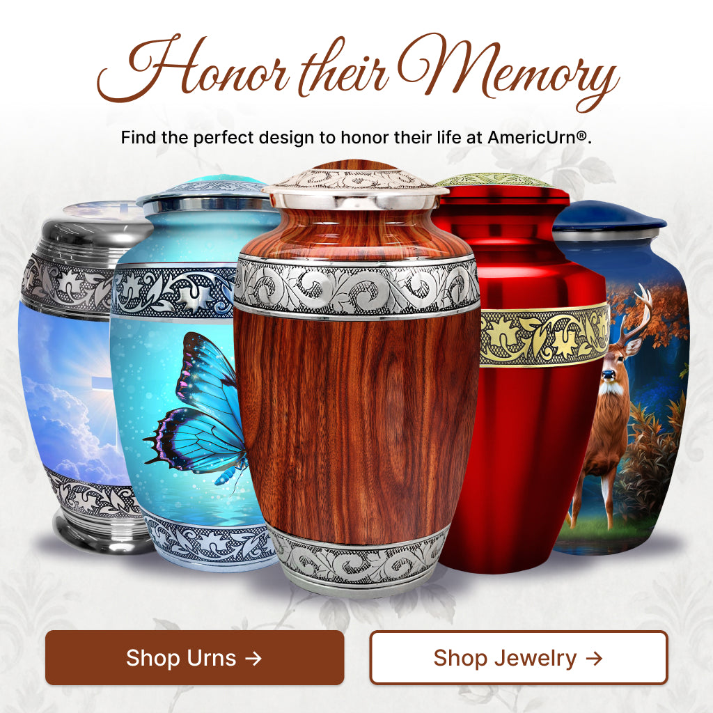 Printed Wood & Silver Hand-Engraved Cremation Urn
