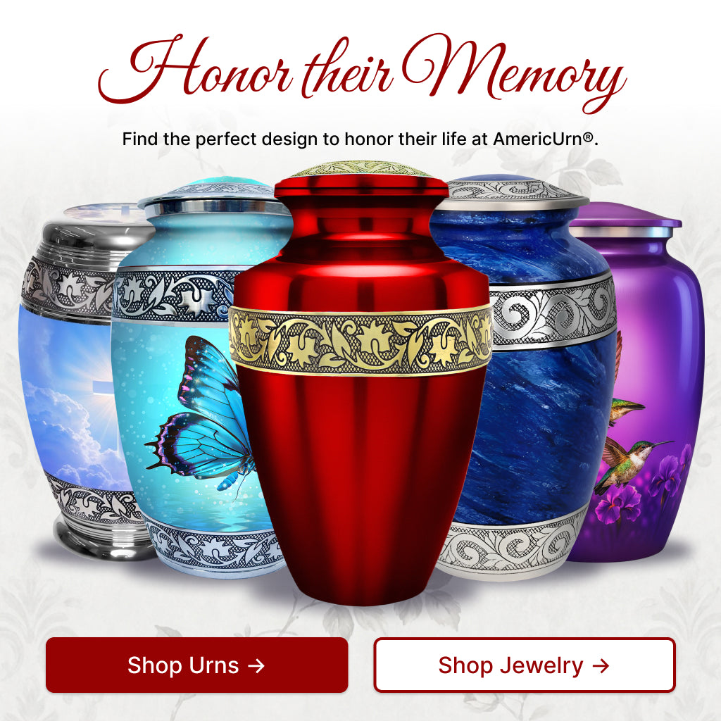 Red & Gold Engraved Grecian Cremation Urn