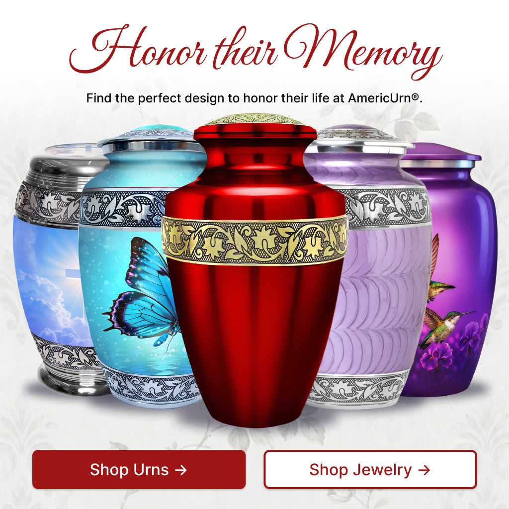 Red & Gold Engraved Grecian Cremation Urn