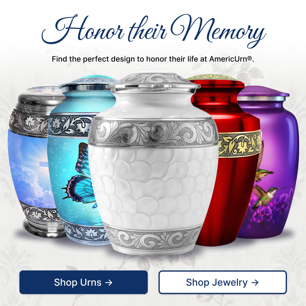 White Patch & Silver Hand-Engraved Cremation Urn