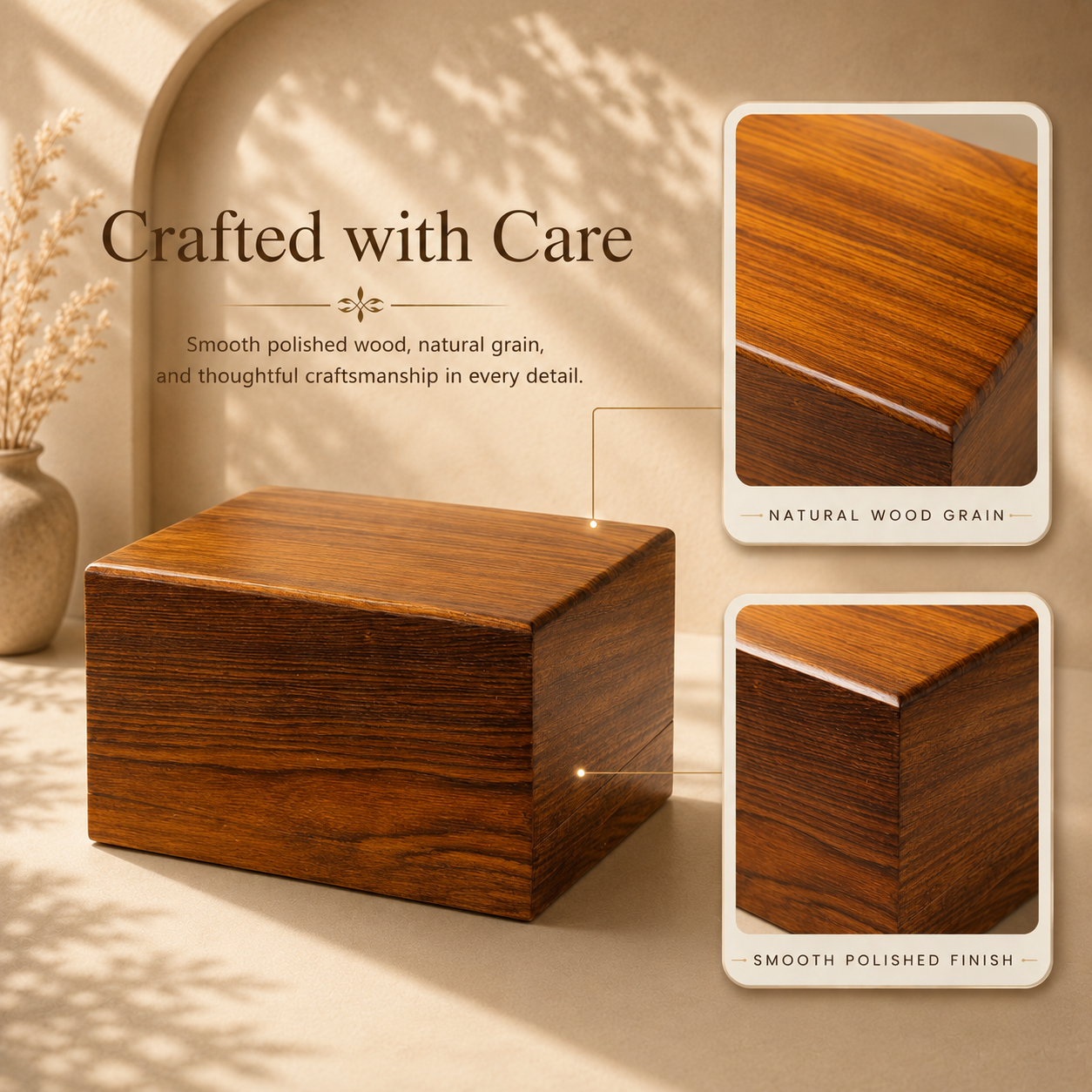 Heritage Wooden Plain Cremation Urn