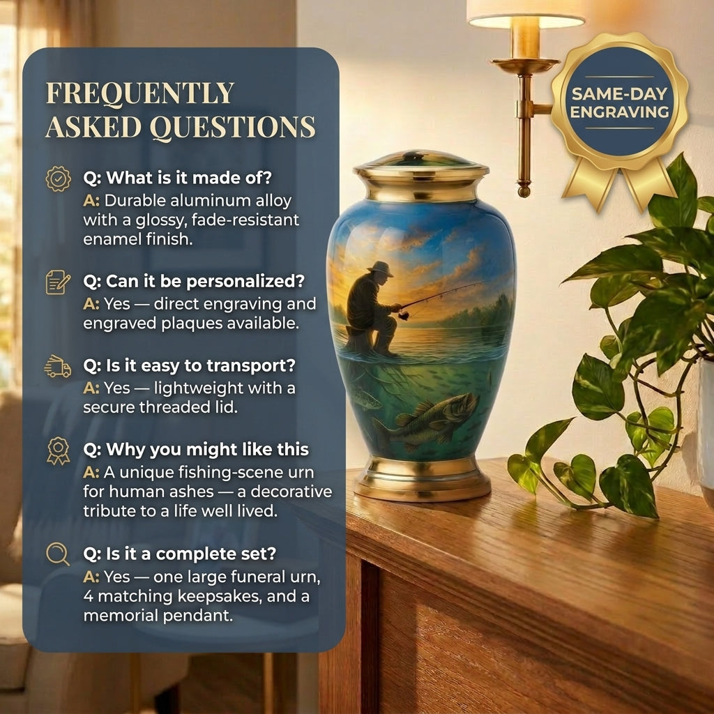 Fishing Image Urn