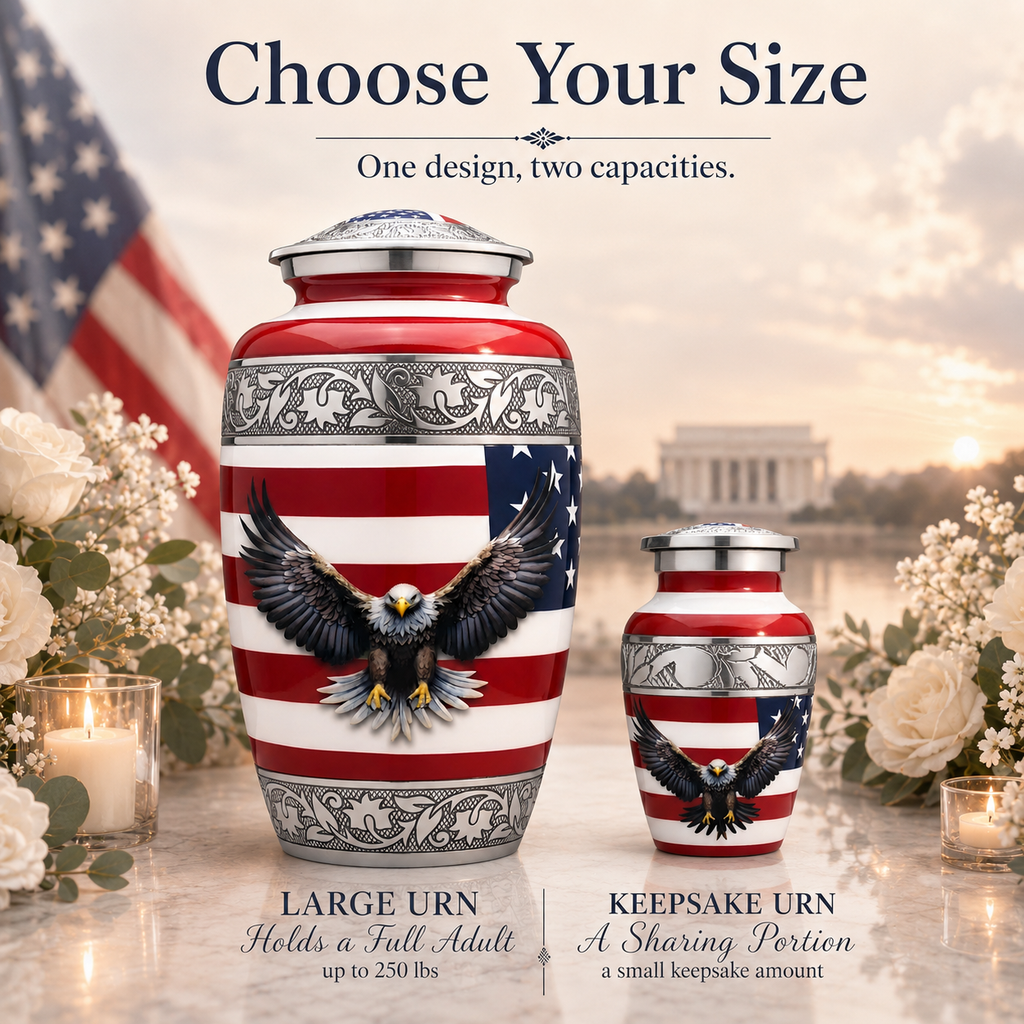 American Flag Eagle Cremation Urn