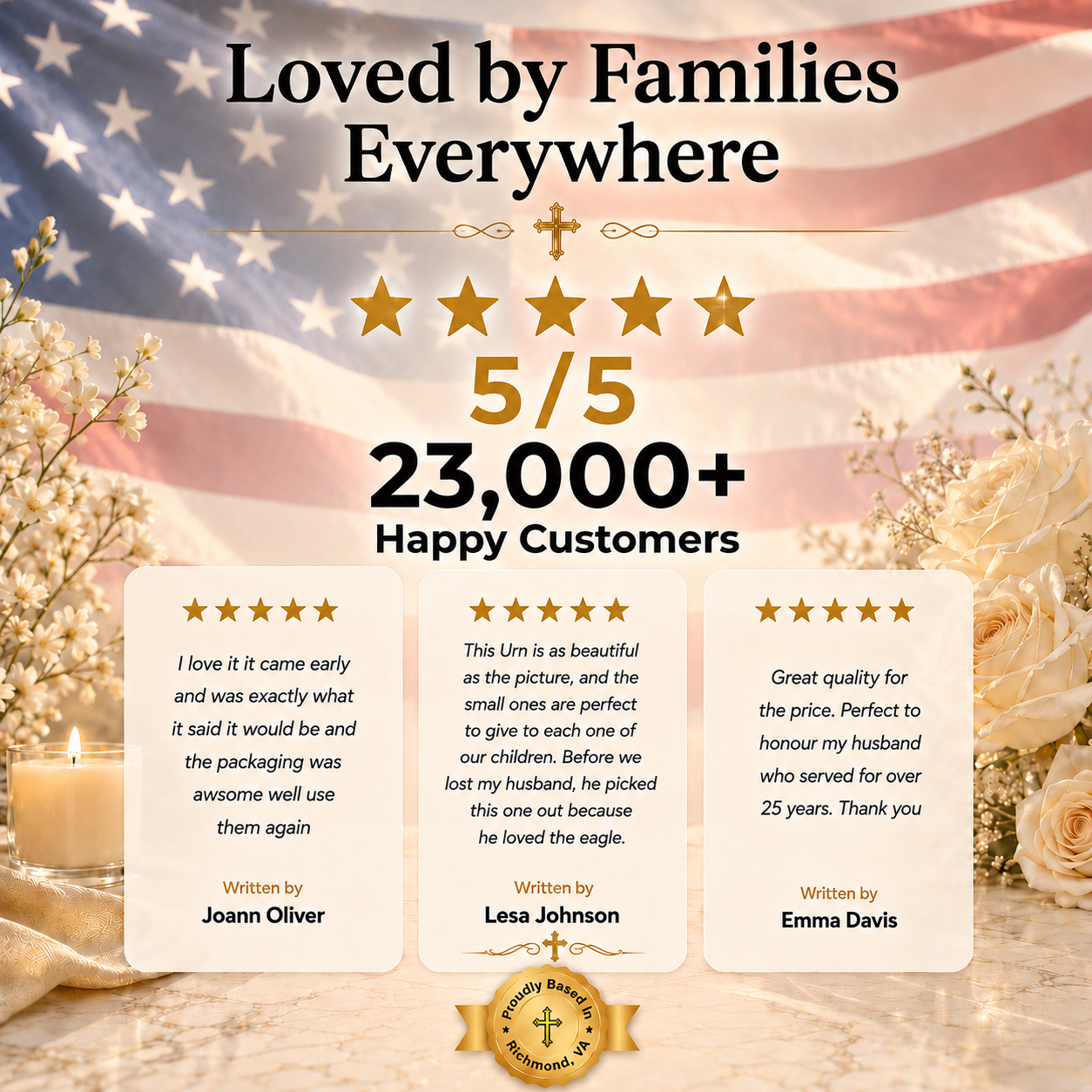 American Flag & Silver Engraved Cremation Urn
