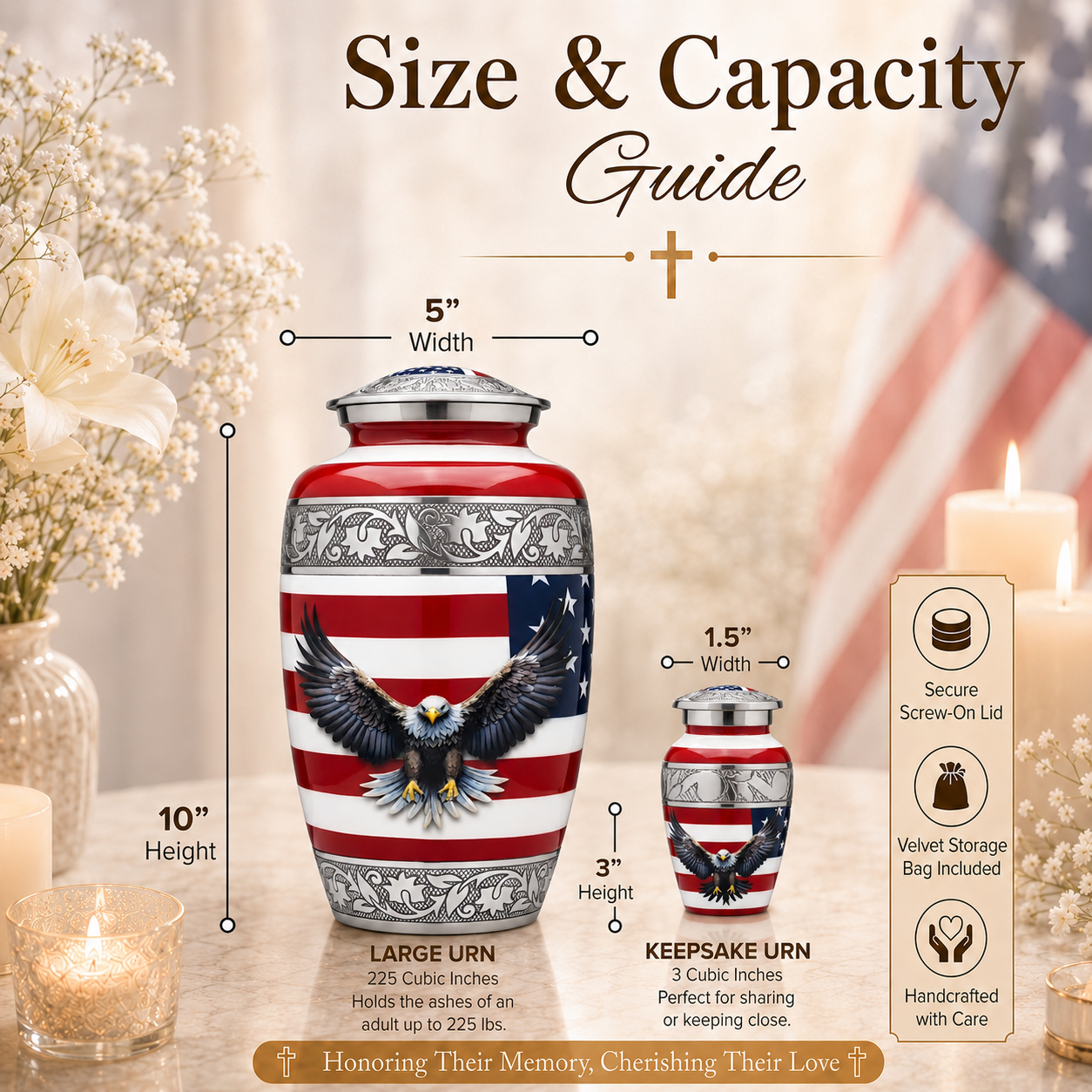 American Flag Eagle Cremation Urn