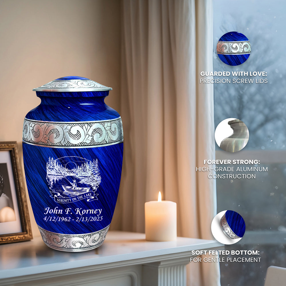 Serenity on the Lake Engraved Cremation Urn