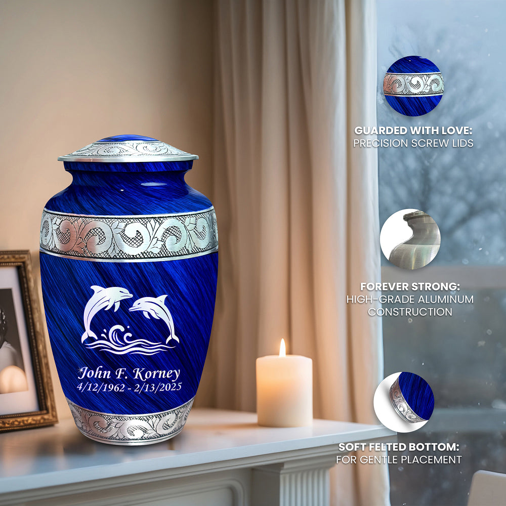 Dolphin Engraved Cremation Urn