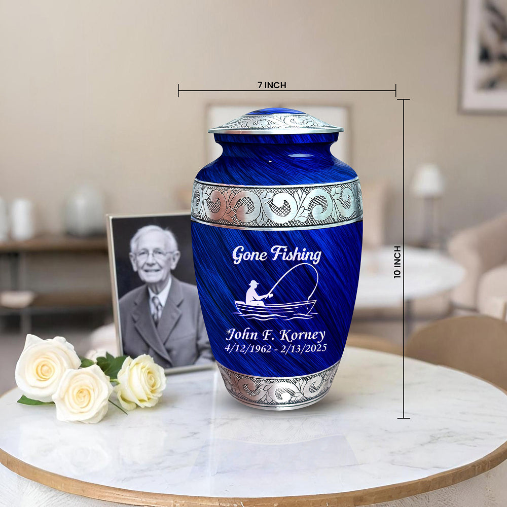 Gone Fishing Engraved Cremation Urn