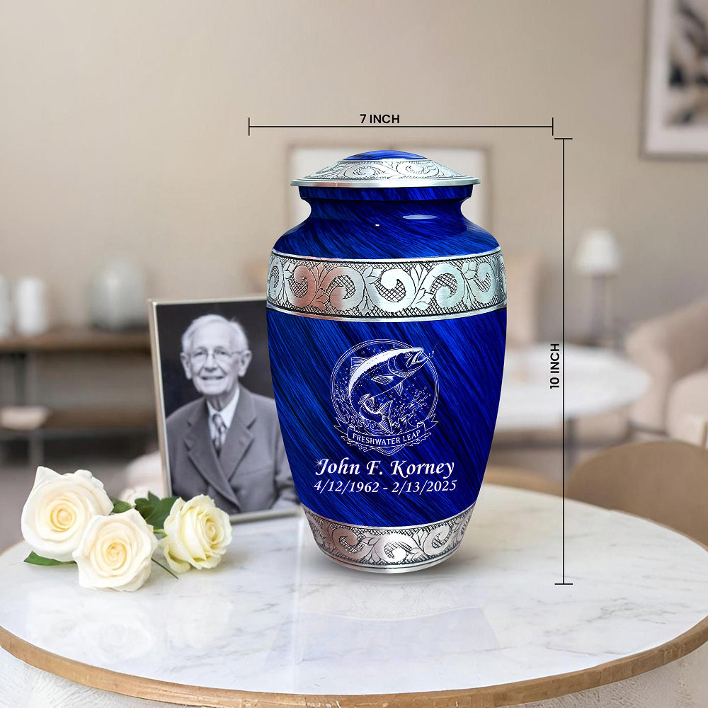 Freshwater Leap Engraved Cremation Urn