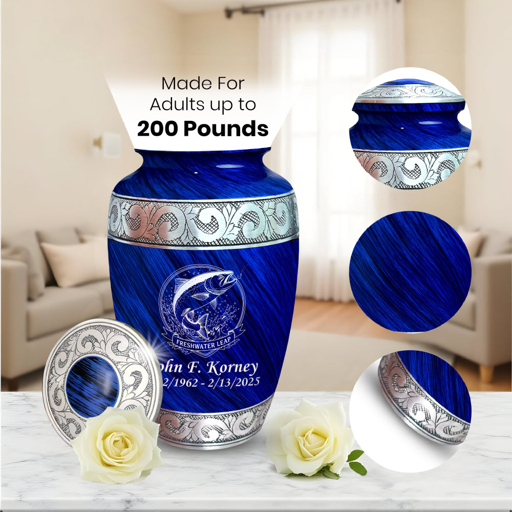 Freshwater Leap Engraved Cremation Urn