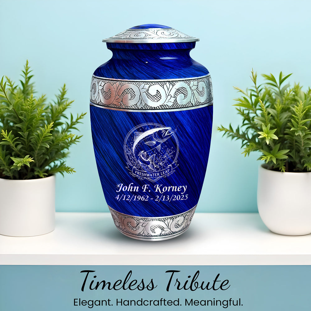 Freshwater Leap Engraved Cremation Urn