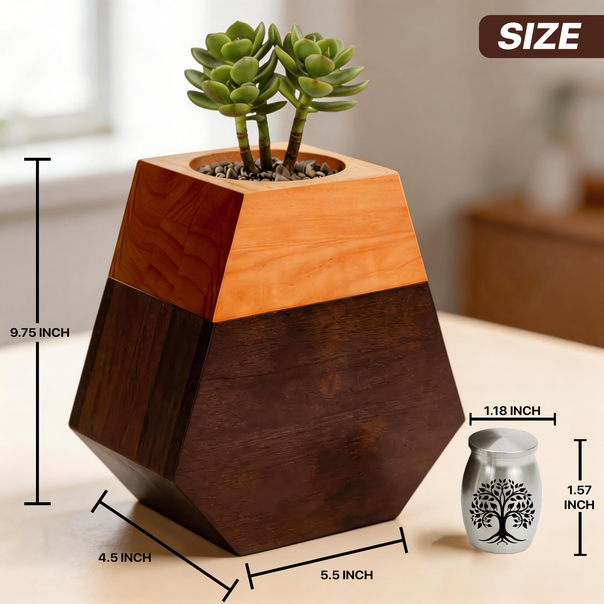 Wooden Plant Cremation Urn